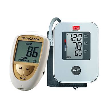 Combo Máy đo đường huyết Benecheck 3in1 - Máy đo huyết áp bắp tay Boso Medicus X