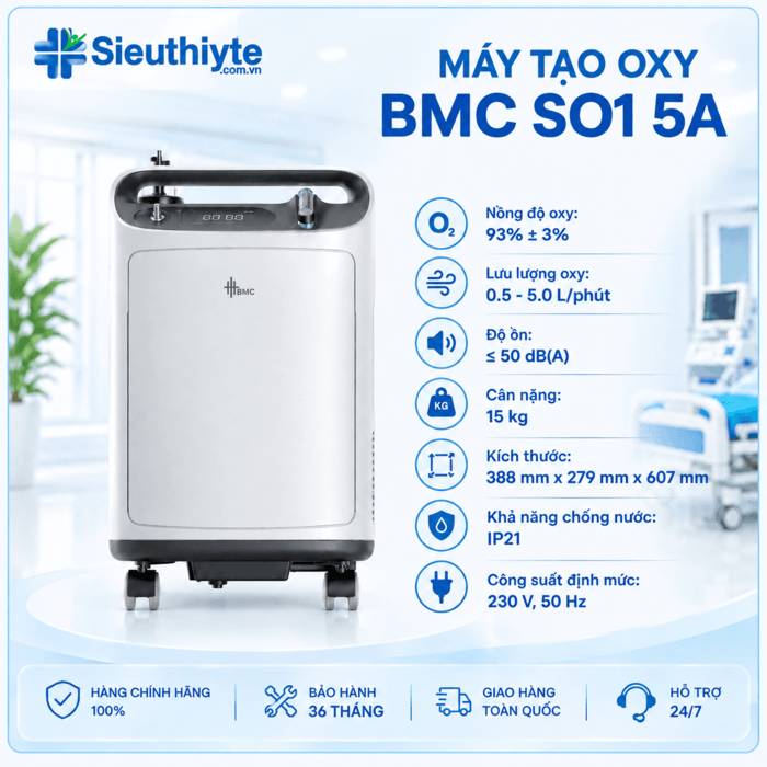 Máy Tạo Oxy 5 Lít BMC SO1 5A | Hoạt Động Êm Ái, Bền Bỉ