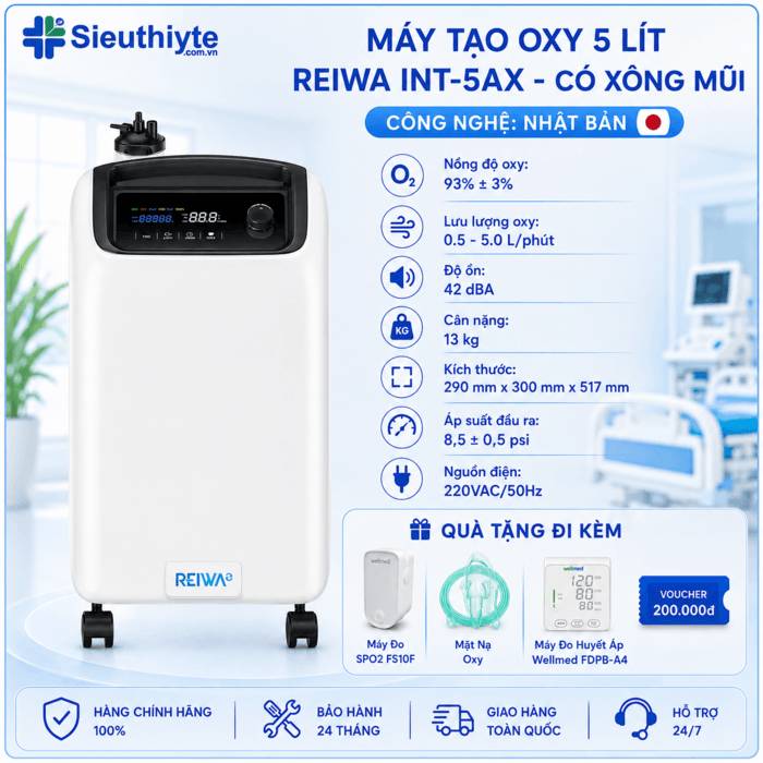 Máy Tạo Oxy 5 Lít Reiwa INT-5AX - Có Xông Mũi