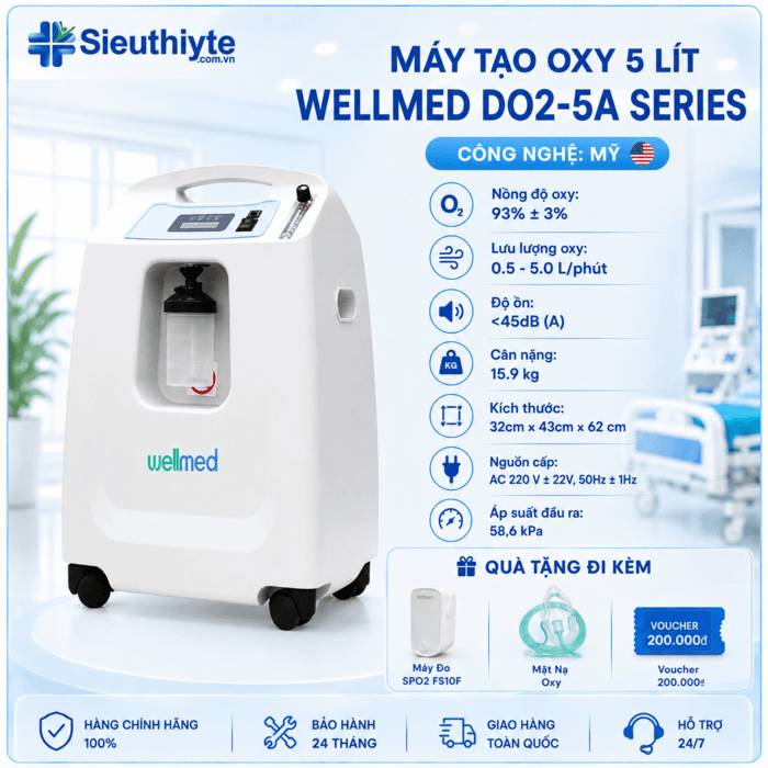 Máy Tạo Oxy 5 lít Wellmed DO2-5A Series - Có xông mũi