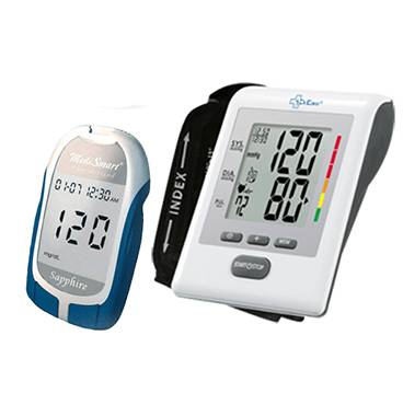 Combo Máy Đo Đường Huyết Sapphire Plus & Máy Đo Huyết Áp Bắp Tay DK79 Plus
