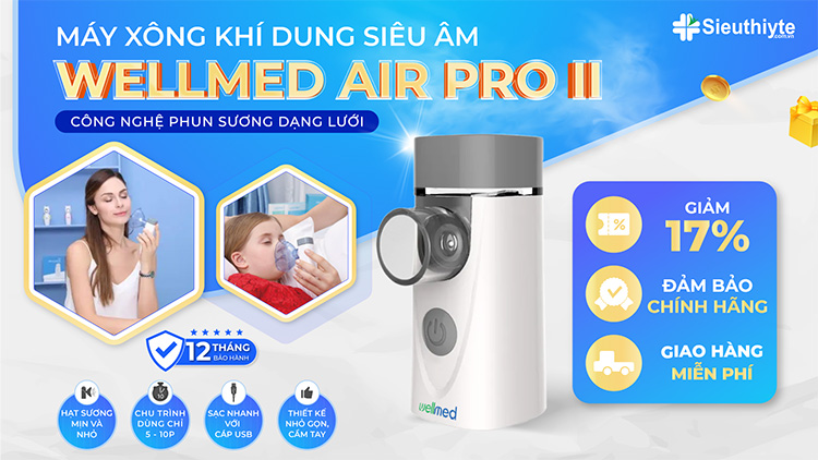 Máy xông khí dung siêu âm Wellmed Air Pro II đang được bán với giá ưu đãi tại Siêu Thị Y Tế