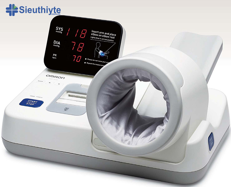 Máy đo huyết áp tự động cấu tạo gồm bộ đồng hồ đo với màn hình LCD lớn