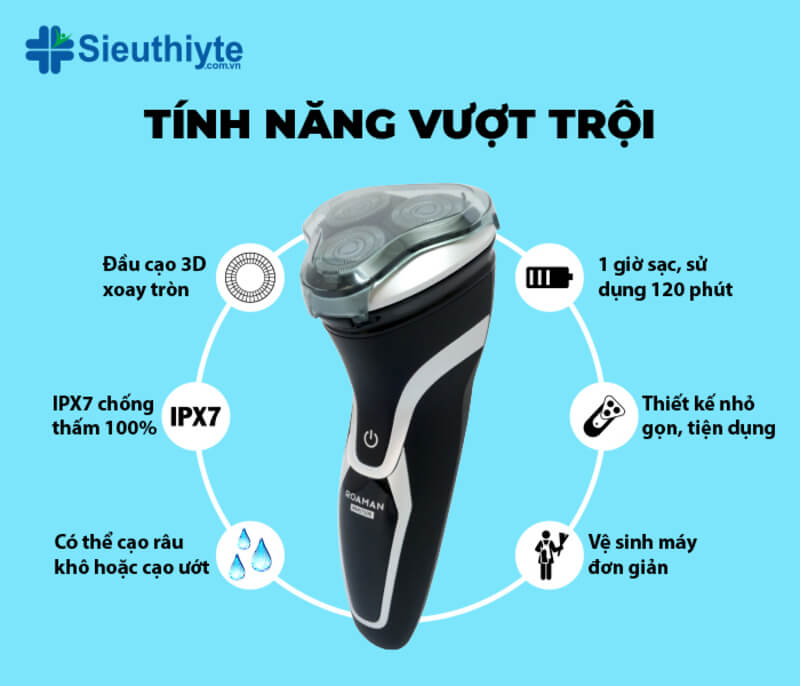 6 tính năng vượt trội của máy cạo râu Roaman RMS7109