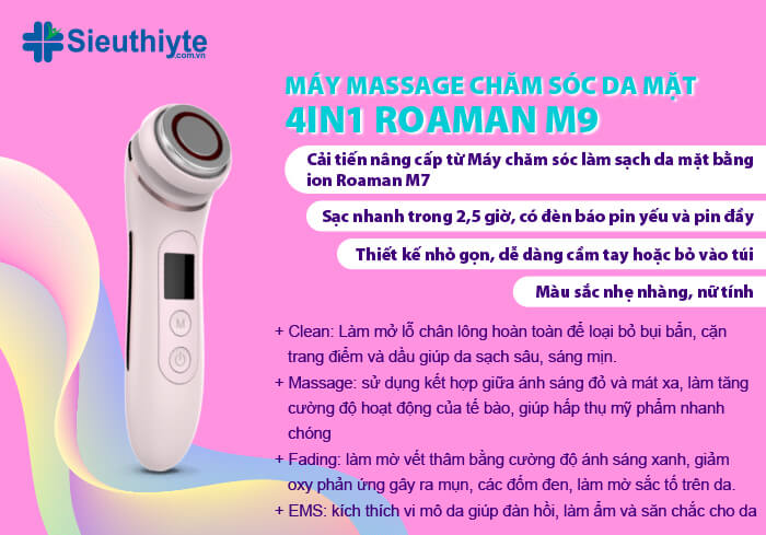 Máy Massage Chăm Sóc Da Mặt 4in1 Roaman M9