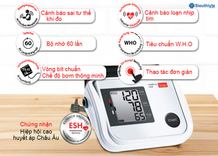 Máy đo huyết áp điện tử bắp tay Boso Medicus Vital được hơn 96% bác sĩ tại Đức khuyên dùng