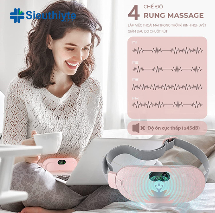 Máy massage giảm đau bụng kinh nguyệt tích hợp 4 mức cường độ rung