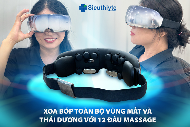 Máy massage mắt Repor RP-I50 xoa bóp toàn bộ vùng mắt và thái dương với 12 đầu massage 
