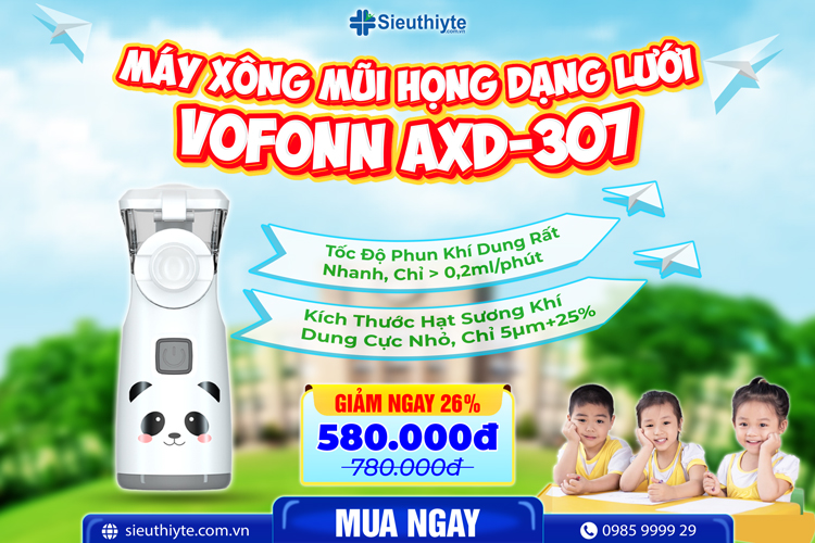 Máy Xông Mũi Họng Dạng Lưới VOFONN AXD-307 hỗ trợ điều trị cảm cúm