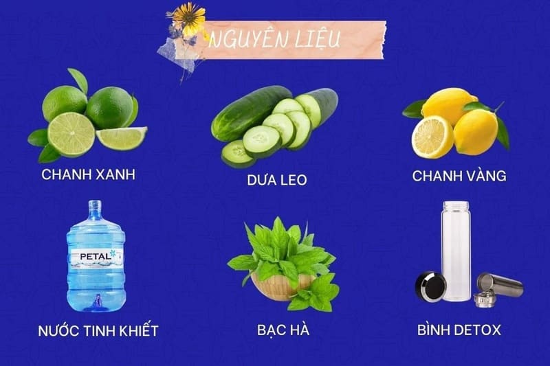 Chuẩn bị nguyên liệu làm detox chanh dưa leo