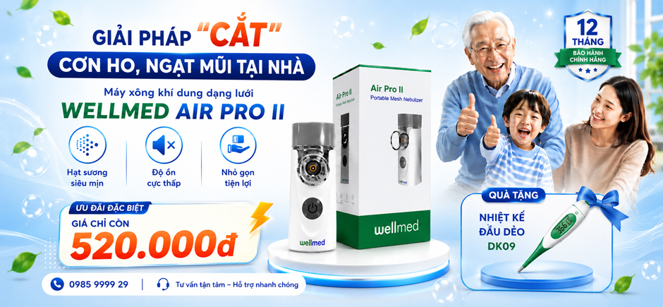 Máy xông khí dung dạng lưới Wellmed Air Pro II