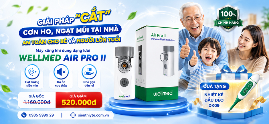 Máy xông khí dung dạng lưới Wellmed Air Pro II