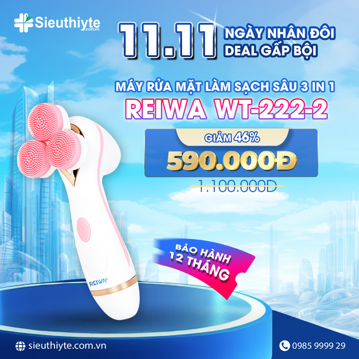 Máy rửa mặt làm sạch sâu 3 trong 1 Reiwa WT-222-2