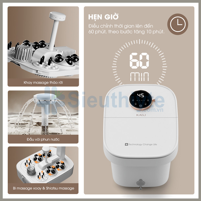 Bồn massage chân bấm huyệt 360 độ KASJ T6 - Hình 6