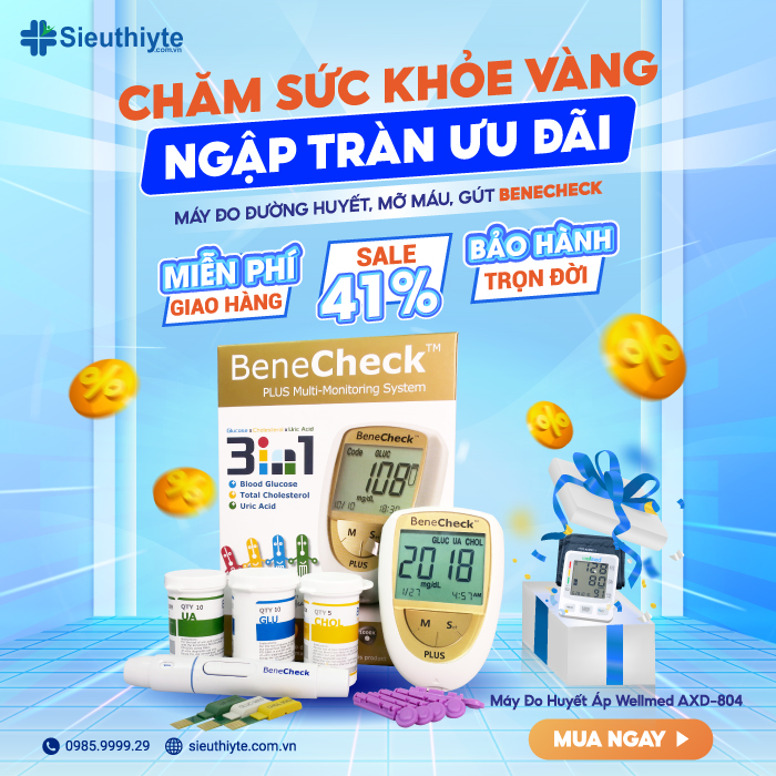 Máy đo đường huyết, mỡ máu, gút BeneCheck