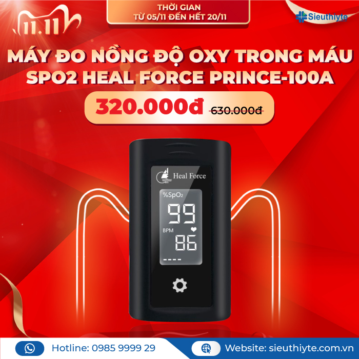 Máy đo nồng độ oxy trong máu SpO2 Heal Force Prince-100A