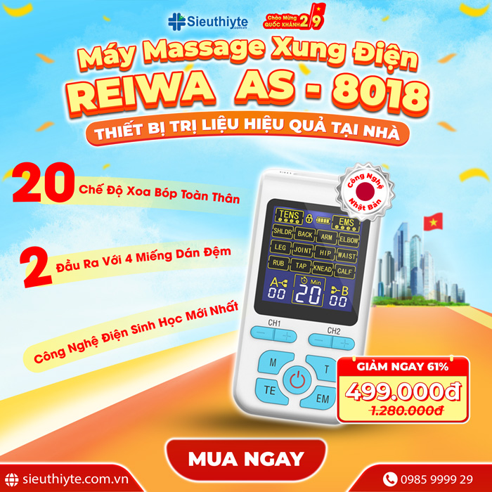 Sở hữu thiết bị trị liệu, massage hiệu quả tại nhà với Máy Massage Xung Điện Reiwa AS-8018 GIẢM TỚI 61%
