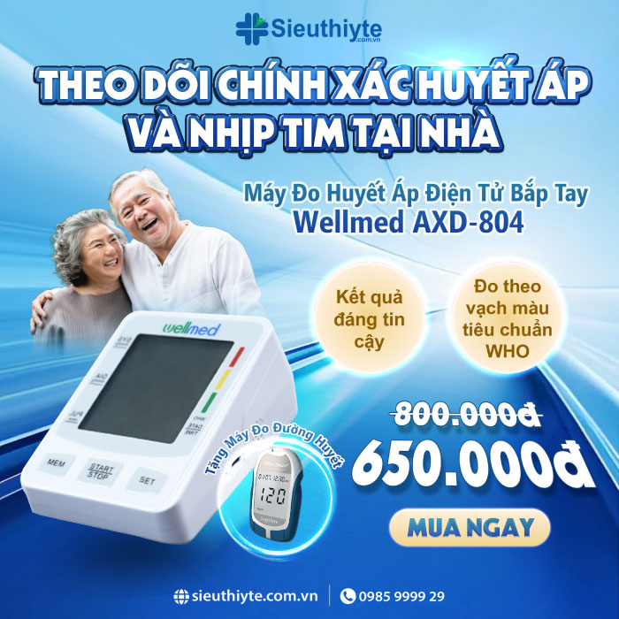 Theo dõi chính xác huyết áp tại nhà với Máy Đo Huyết Áp Điện Tử Bắp Tay Wellmed AXD-804