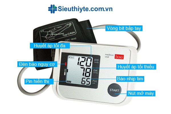 Màn hình chi tiết của máy đo huyết áp Boso Medicus Vital