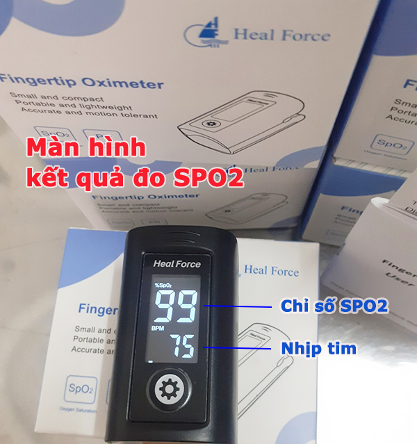 Kết quả đo SPO2 bằng máy đo Heal Force Prince-100A