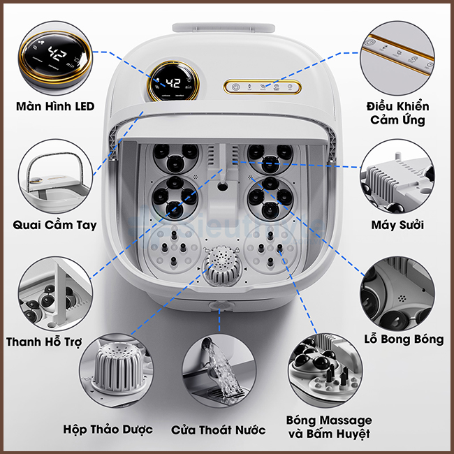 Bồn massage chân bấm huyệt gấp gọn KASJ D5 - Hình 13