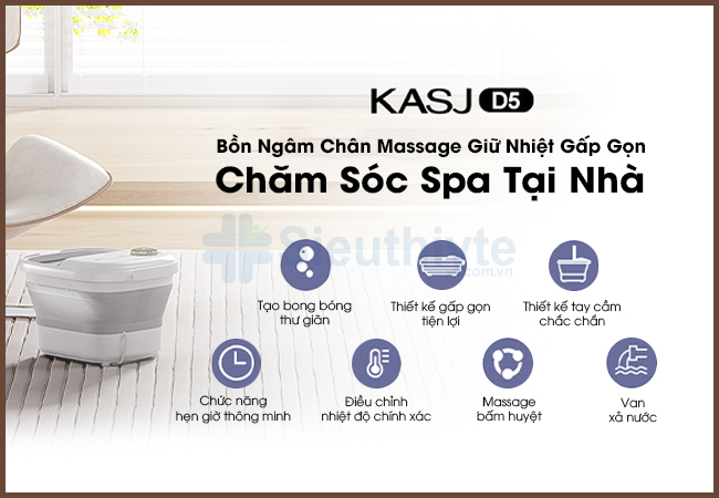 Bồn massage chân bấm huyệt gấp gọn KASJ D5