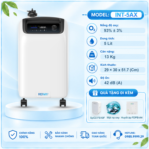 Máy Tạo Oxy 5 Lít Reiwa INT-5AX - Có Xông Mũi