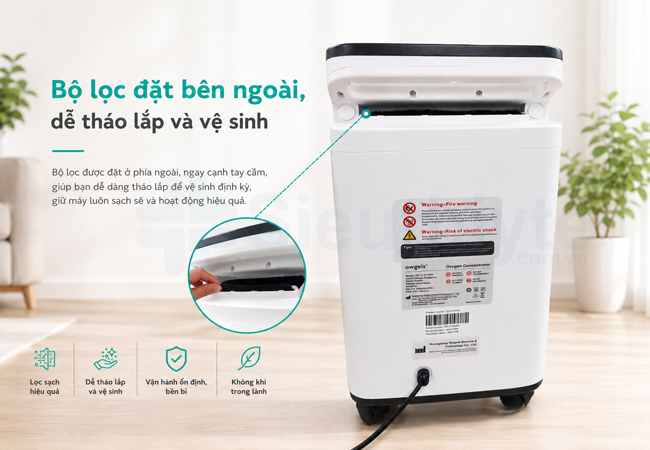 Với bộ lọc đặt ngoài người dùng có thể tháo lắp vệ sinh thuận tiện hơn rất nhiều
