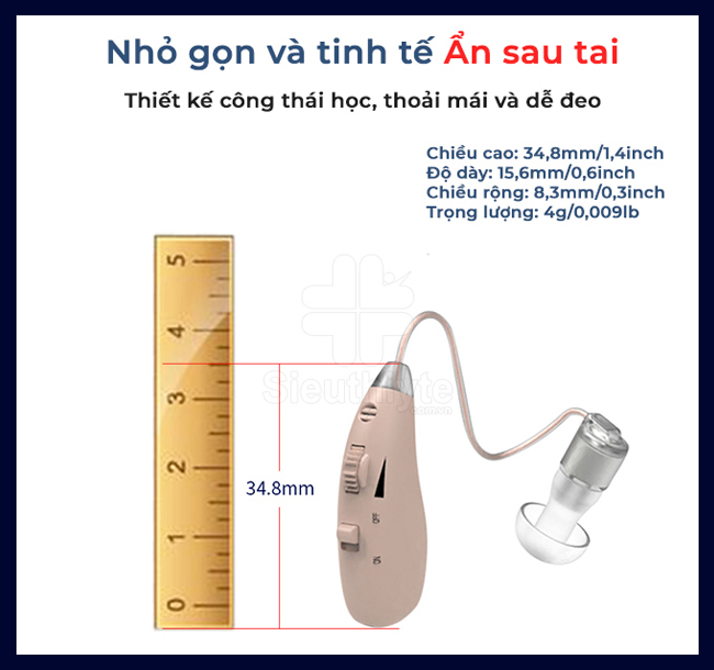 Máy trợ thính pin sạc EN-T100 có thiết kế nhỏ gọn