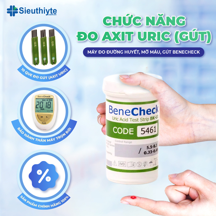 Chức năng đo Axit Uric - Máy Benecheck