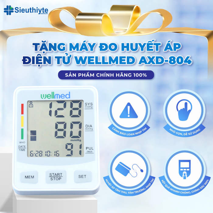 Máy đo huyết áp điện tử bắp tay Wellmed AXD-804 công nghệ Nhật Bản