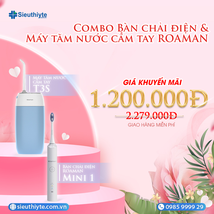 Combo Bàn chải điện ROAMAN T3S & Máy tăm nước cầm tay ROAMAN Mini 1 chỉ còn 1.200.000đ