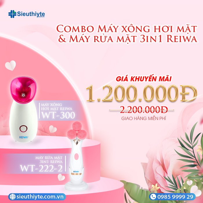 Combo Máy xông hơi mặt Reiwa WT-300 & Máy rửa mặt 3in1 Reiwa WT-222-2 chỉ còn 1.200.000đ