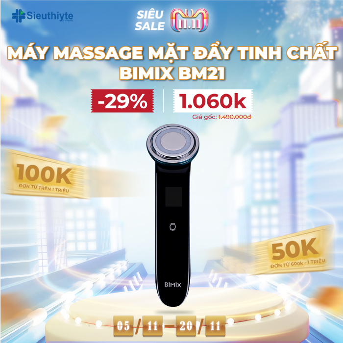 Máy massage mặt đẩy tinh chất Bimix BM21 kết hợp ánh sáng, rung và sóng âm