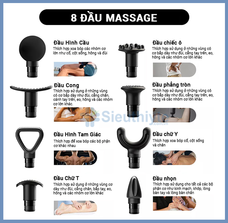 Súng massage KALG 211 có 8 đầu massage