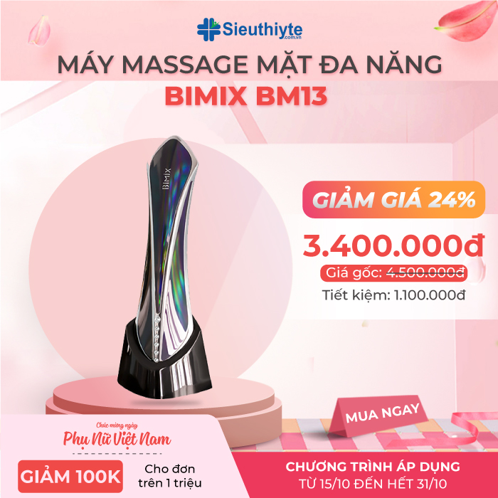 Máy massage mặt đa năng Bimix BM13 có đèn LED kết hợp RF làm căng da mặt, mờ nếp nhăn 