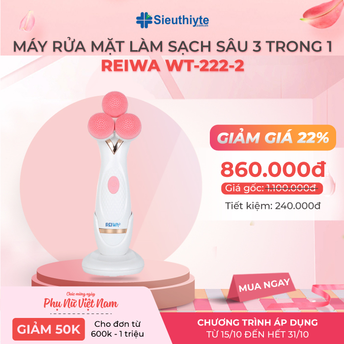 Máy rửa mặt làm sạch sâu 3 trong 1 Reiwa WT-222-2