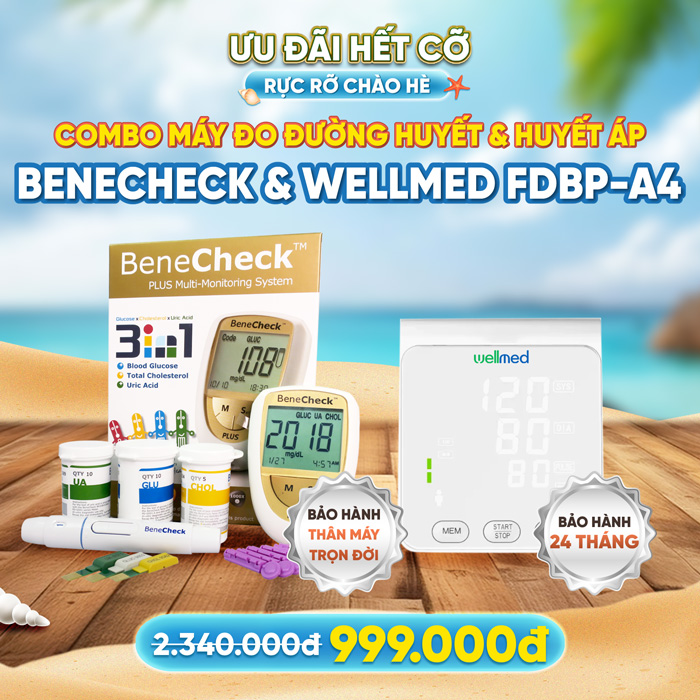 Mua ngay Combo Máy đo đường huyết 3in1 Benecheck & Máy đo huyết áp Wellmed FDBP-A4!