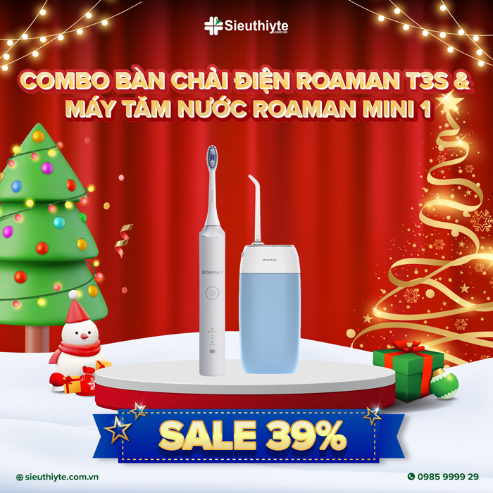 Combo Bàn chải điện ROAMAN T3S & Máy tăm nước cầm tay ROAMAN Mini