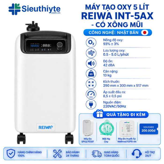 Máy Tạo Oxy 5 Lít Reiwa INT-5AX - Có Xông Mũi