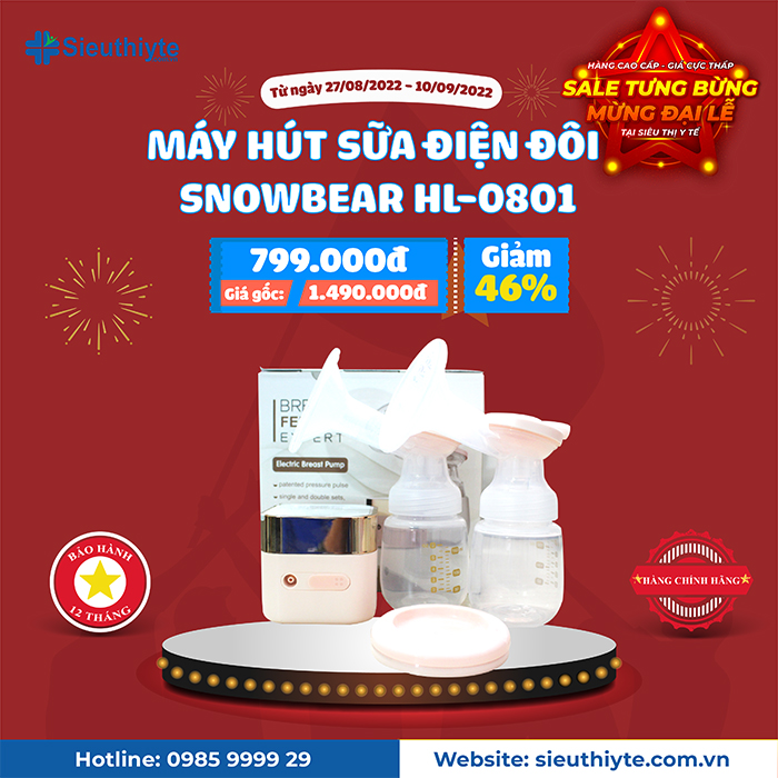 Máy hút sữa điện đôi SnowBear HL-0801