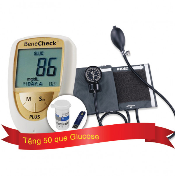 Máy đo huyết áp cơ Spirit CK-110 tặng Máy đo đường huyết, mỡ máu, gút BeneCheck và 50 que