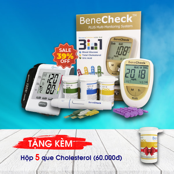 Combo Máy đo đường huyết BeneCheck 3in1 & Máy đo huyết áp bắp tay DK79 Plus