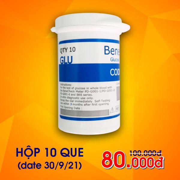 Que thử Glucose máy đo Benecheck 3in1 (10 que)